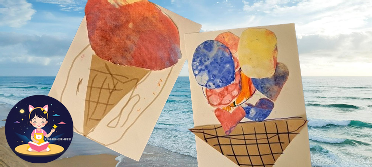 也有剪成愛心型的冰淇淋球！超可愛的！是不是很有夏天風味呢！